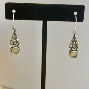 Round Ethiopian Fire Opal Dangle Earrings Southwestern Sterling Silver Teardrop